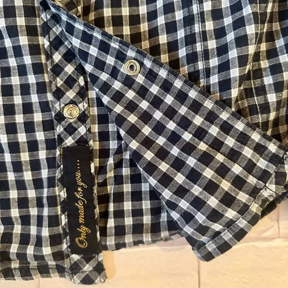 Ring of Fire Navy and White Plaid Shirt Size L - Picture 4 of 6